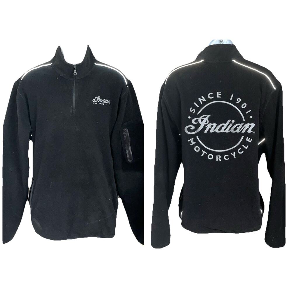 Indian Motorcycles Mens Size XL Black Full Zip Fleece Jacket